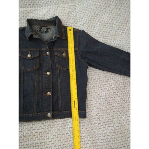 AQ Denim Jacket Small Blue boho Y2K Classic - Picture 8 of 9